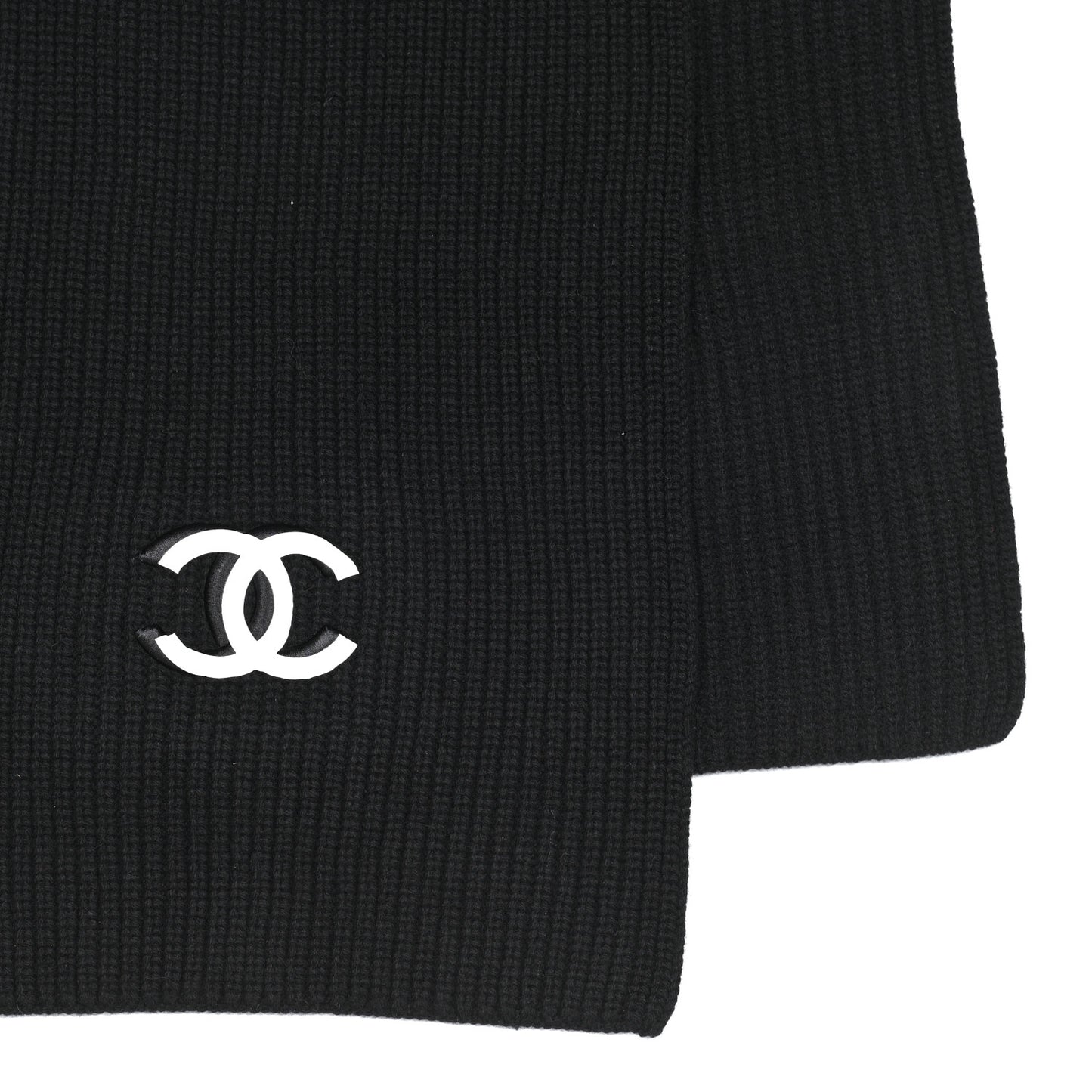 Wool Cashmere CC Scarf Black White