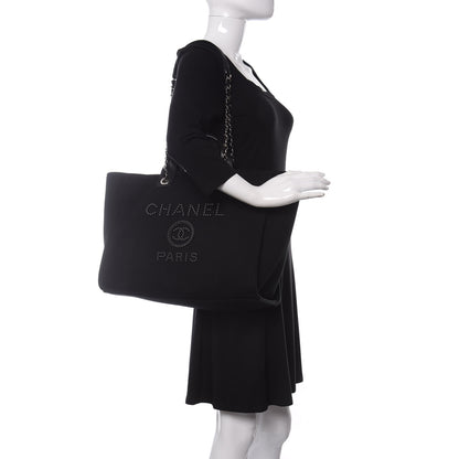 Chanel Canvas Pearl Medium Deauville Tote Black 2 of 11