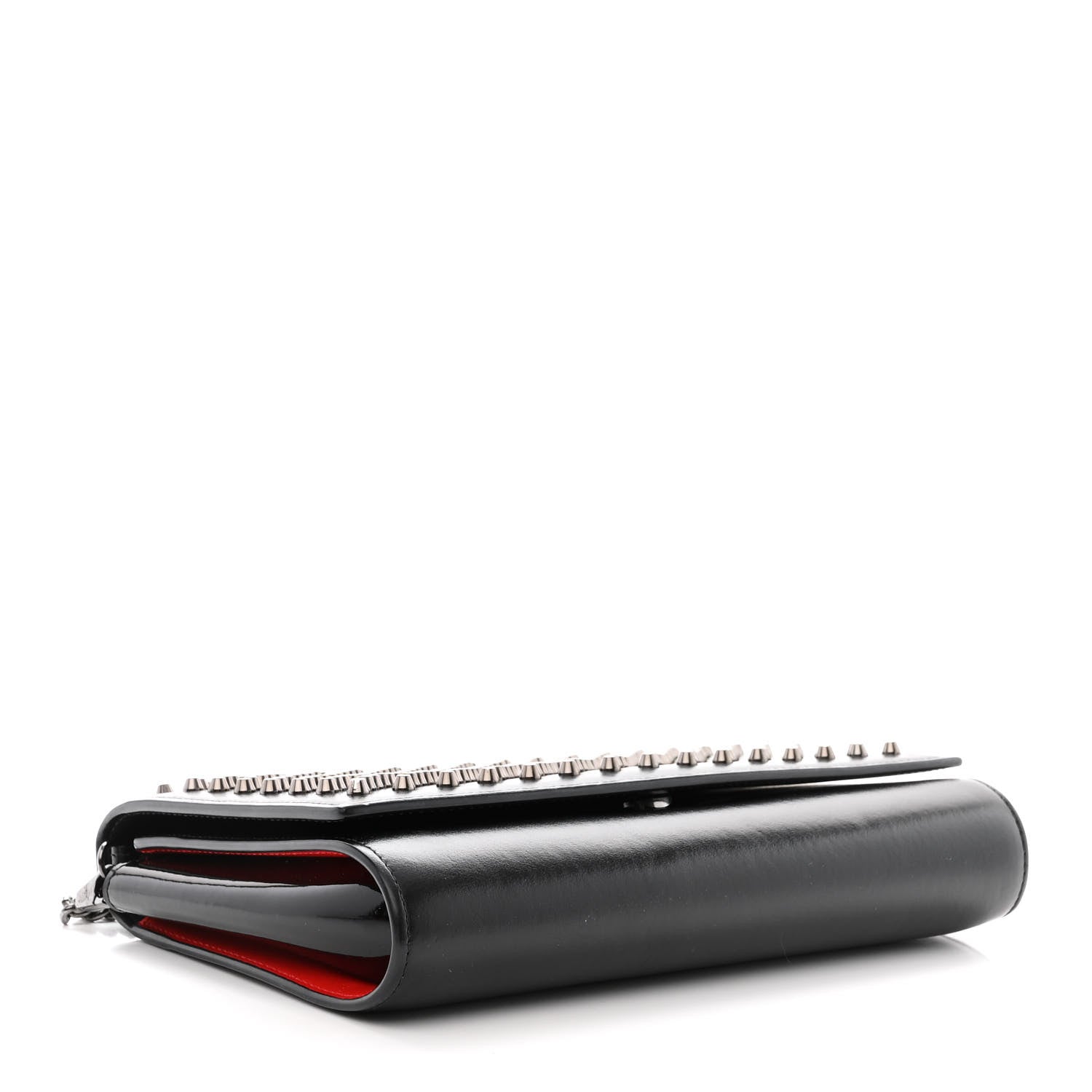 Christian Louboutin Calfskin Patent Spikes Paloma Clutch Black 4 of 12
