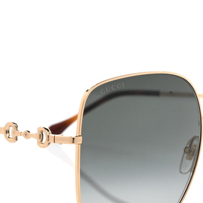 Gucci Metal Horsebit Square Frame Sunglasses GG0879S Gold 4 of 8