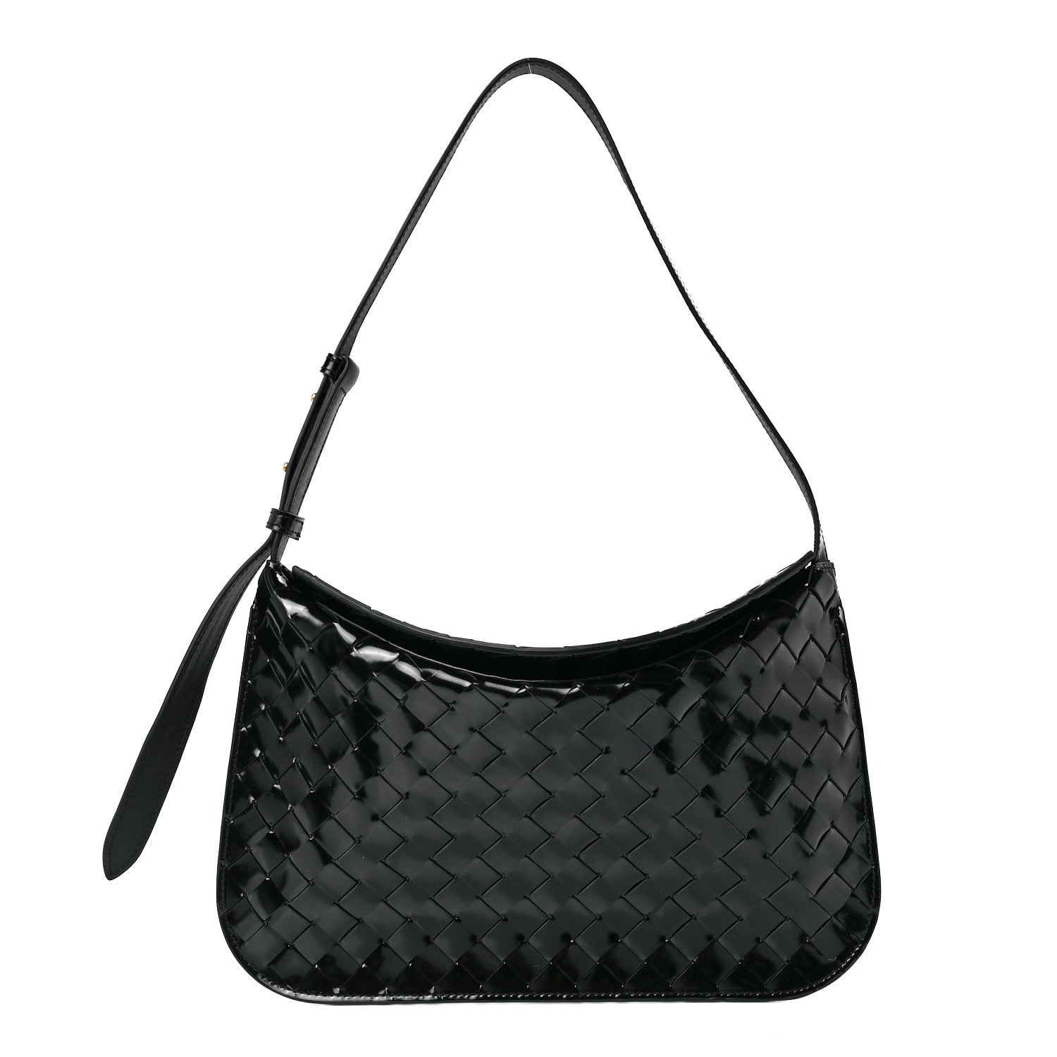 Bottega Veneta Patent Intrecciato Shoulder Bag Black 1 of 10