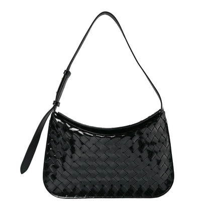 Bottega Veneta Patent Intrecciato Shoulder Bag Black 1 of 10
