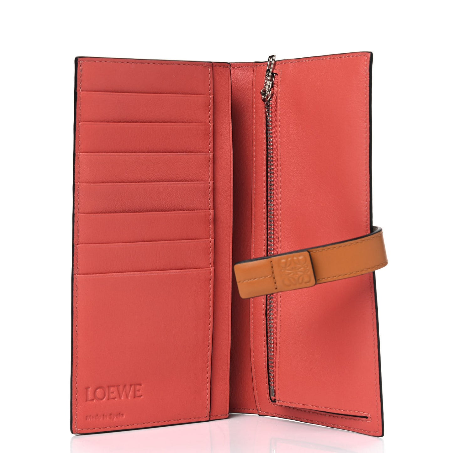 Grained Calfskin Large Vertical Wallet Light Oat