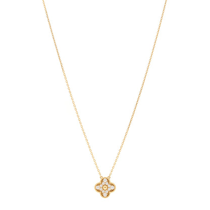 Van Cleef & Arpels 18K Yellow Gold Diamond Vintage Alhambra Pendant Necklace 1 of 6