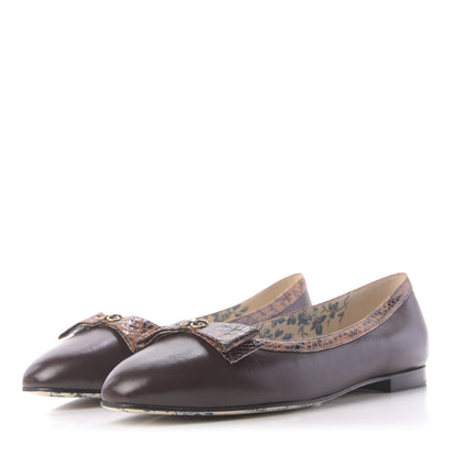 Gucci Malaga Kid Elaphe Yva Ballet Flats 40 Cocoa 3 of 12