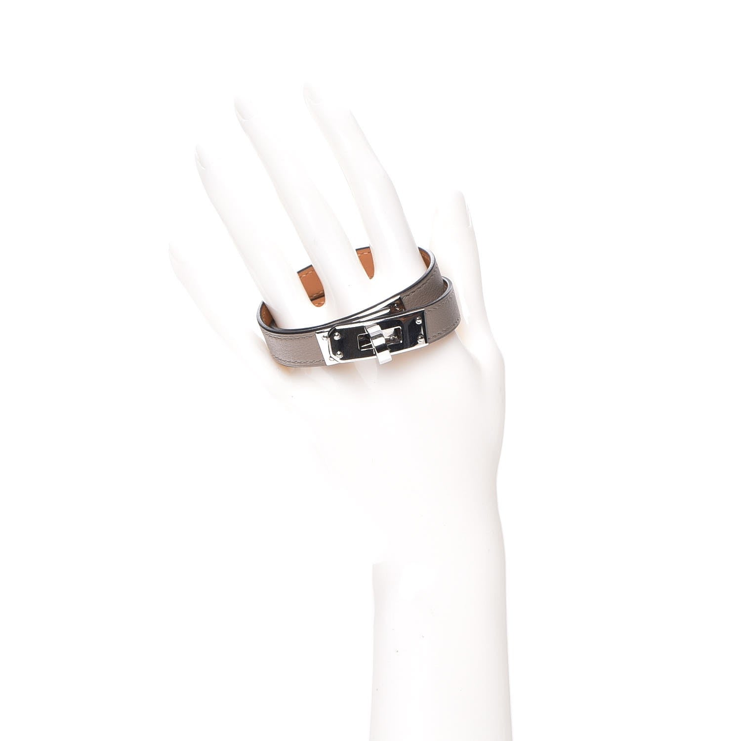 Hermes Swift Kelly Double Tour Bracelet T3 Etain 2 of 6