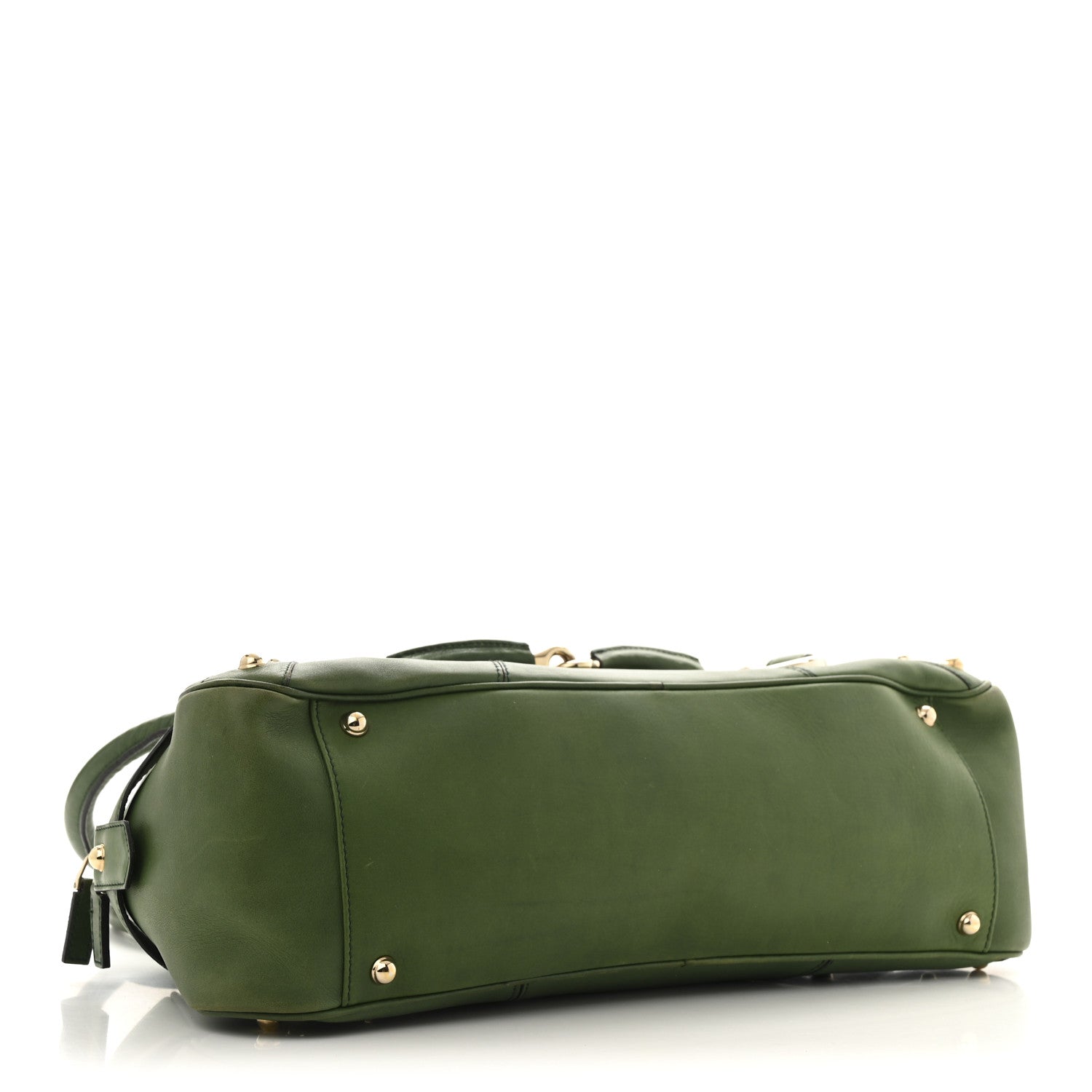 Gucci Calfskin Large Horsebit Chain Satchel Green 4 of 15