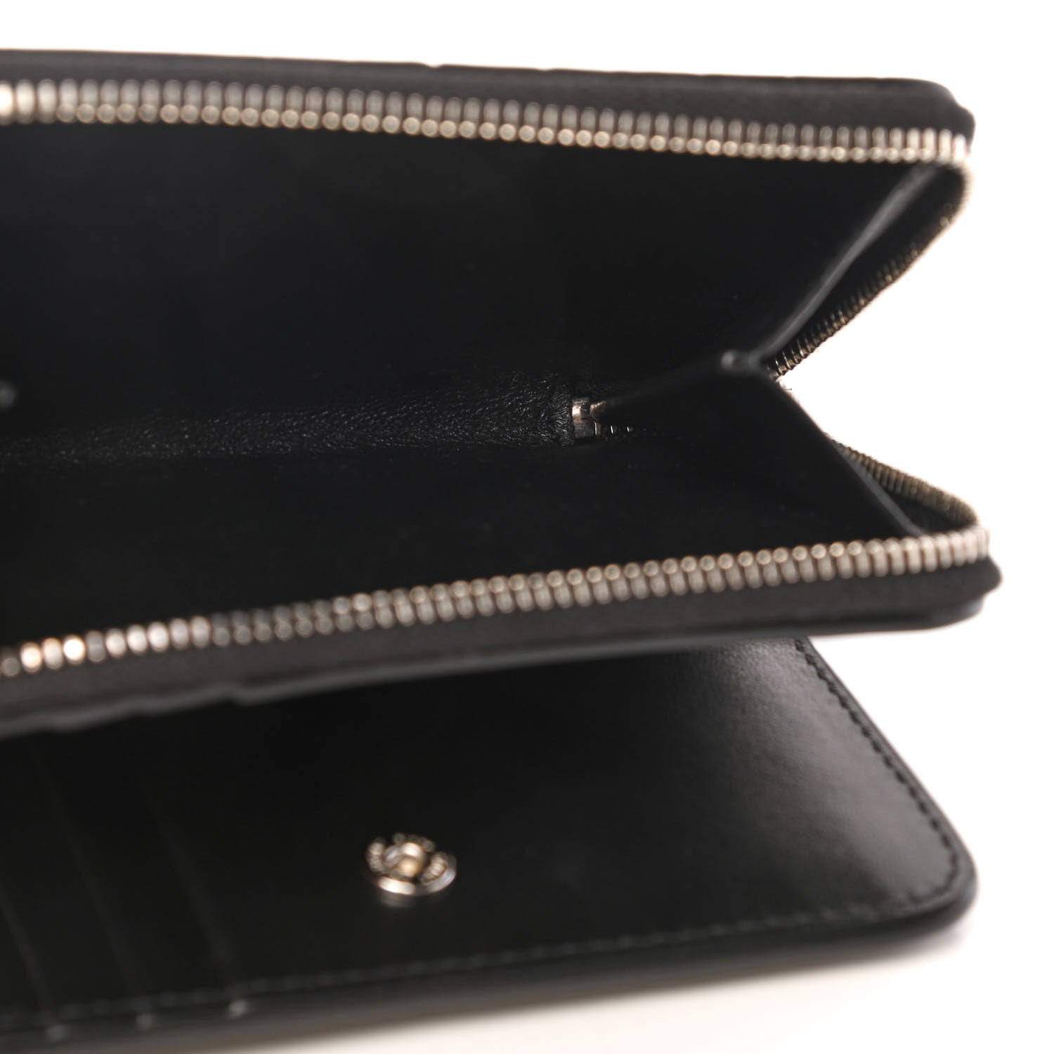 Saint Laurent Calfskin Crocodile Embossed Monogram Compact Wallet Black 6 of 8