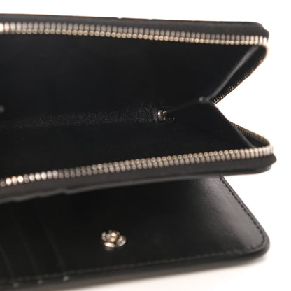 Saint Laurent Calfskin Crocodile Embossed Monogram Compact Wallet Black 6 of 8