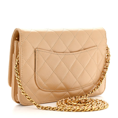 Chanel Caviar Quilted Wallet On Chain WOC Beige 3 of 15