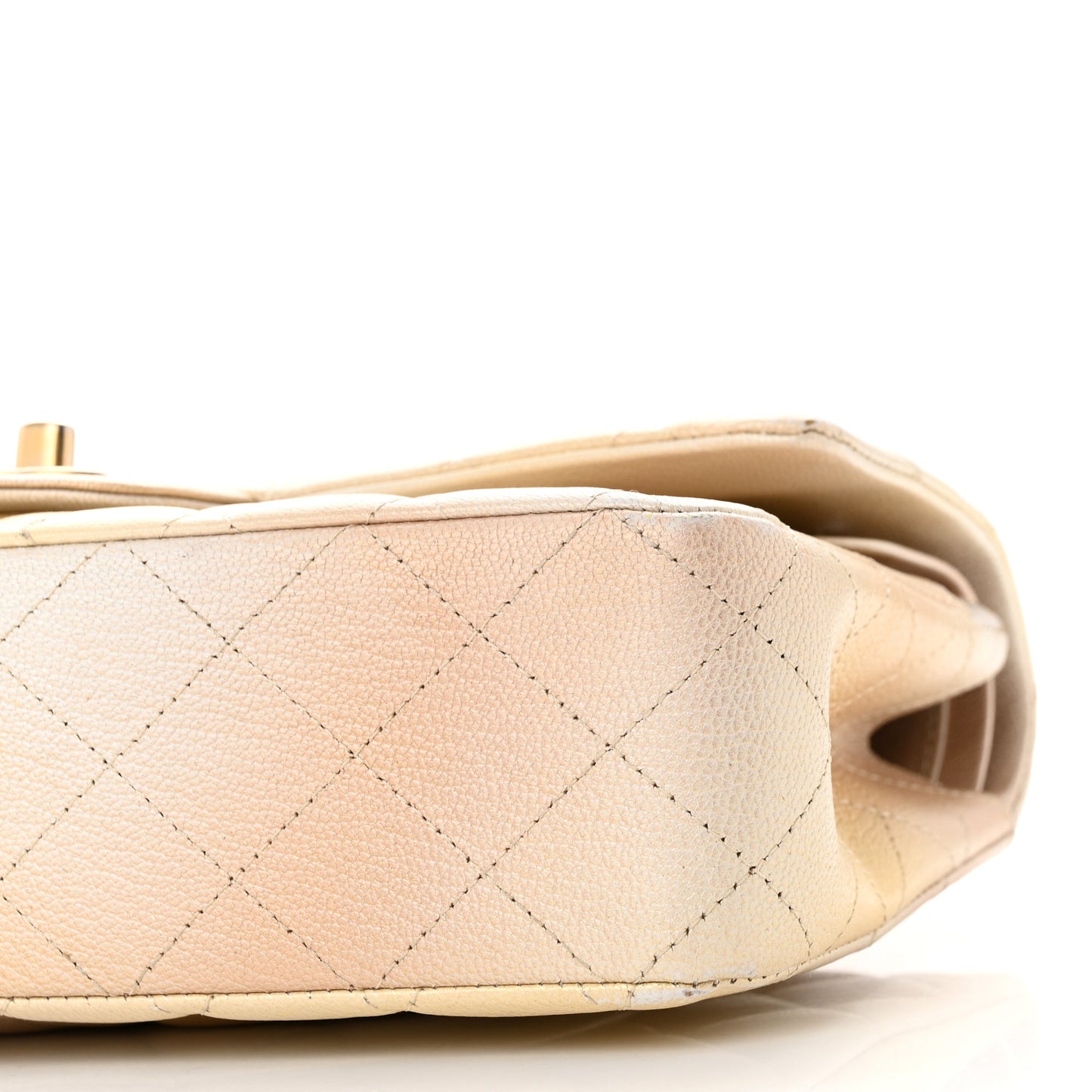 Metallic Goatskin Quilted Ombre Medium Double Flap Gold