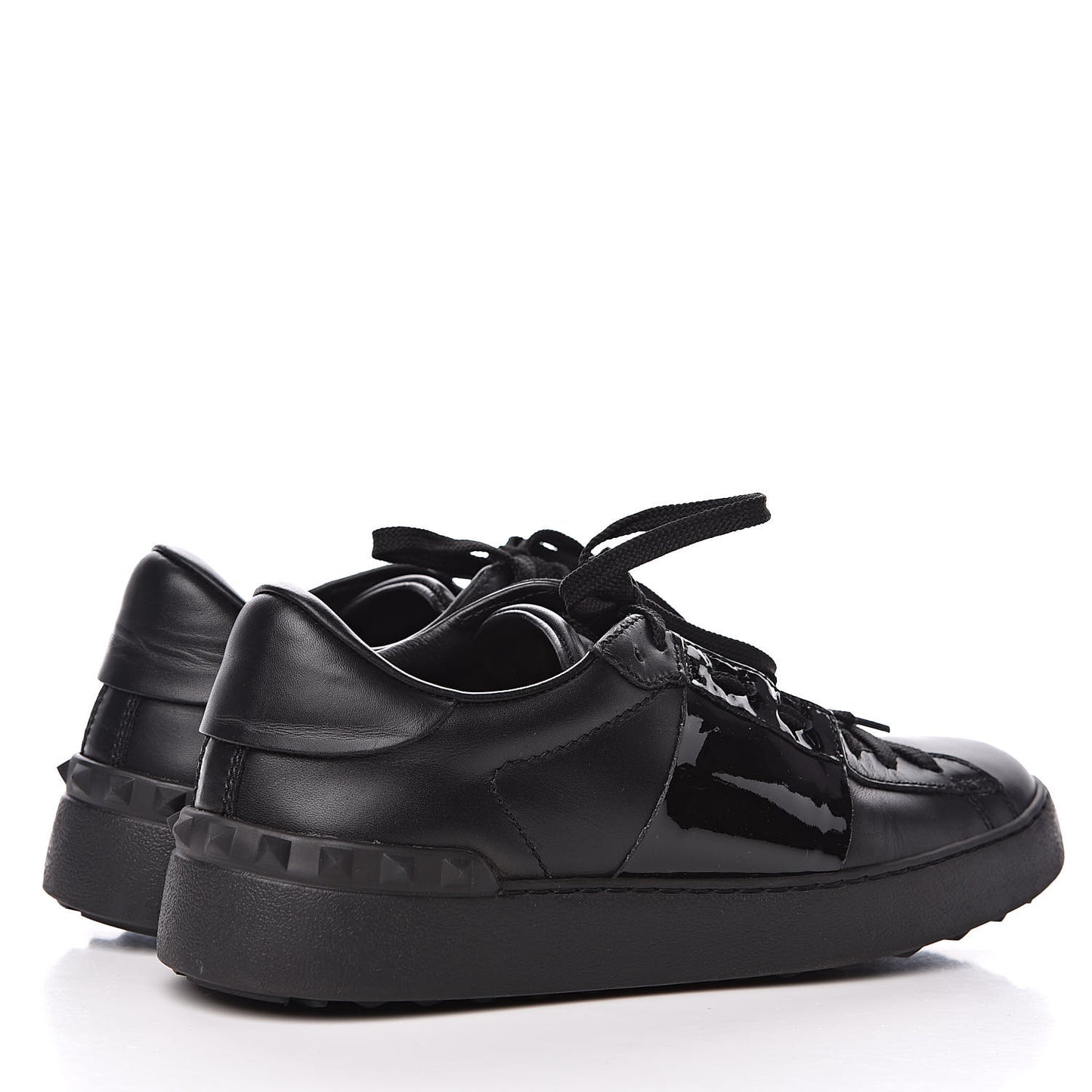 Calfskin Patent Rockstud Open Sneakers 38 Black