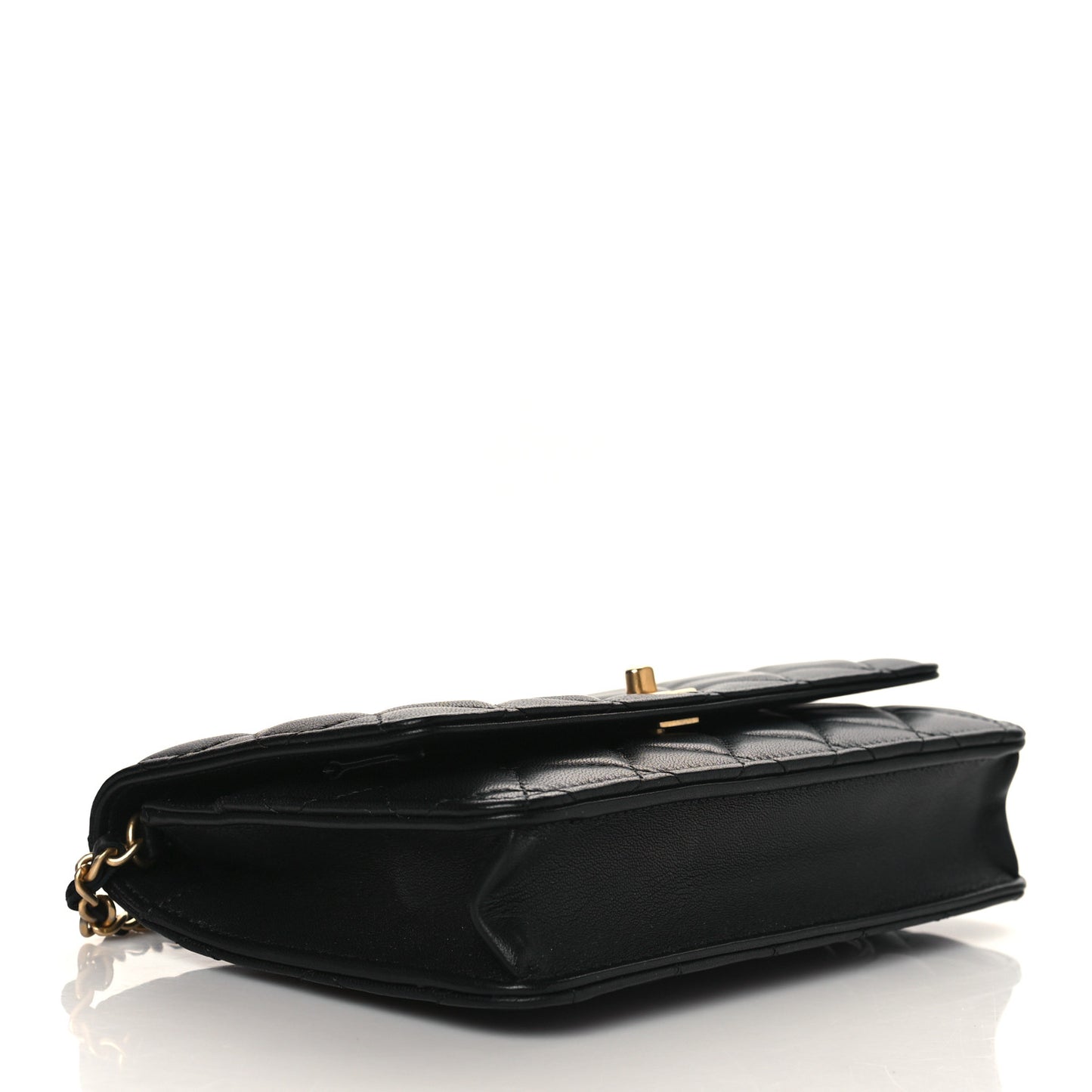 Lambskin Quilted CC Pearl Crush Wallet on Chain WOC Black