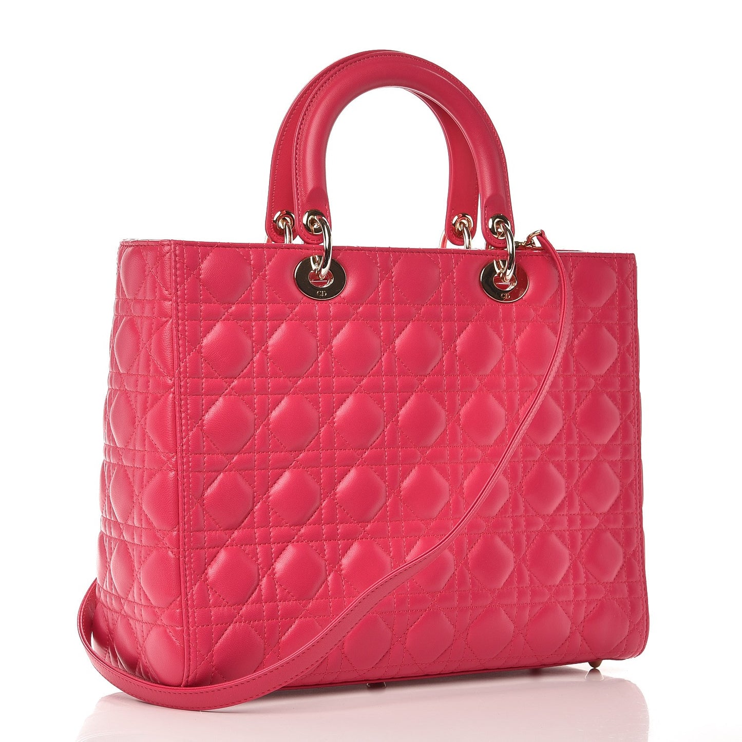 Lambskin Cannage Large Lady Dior Fuchsia