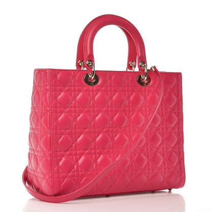 Christian Dior Lambskin Cannage Large Lady Dior Fuchsia 3 of 8
