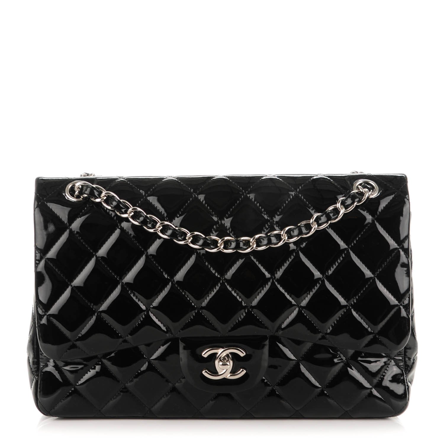 Chanel Patent Quilted Jumbo Double Flap Black 1 of 7
