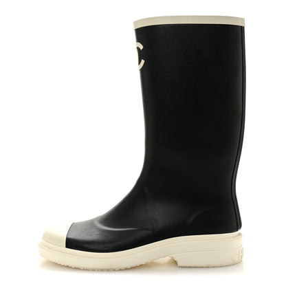 Chanel Caoutchouk CC High Boots 40 Black White 1 of 12