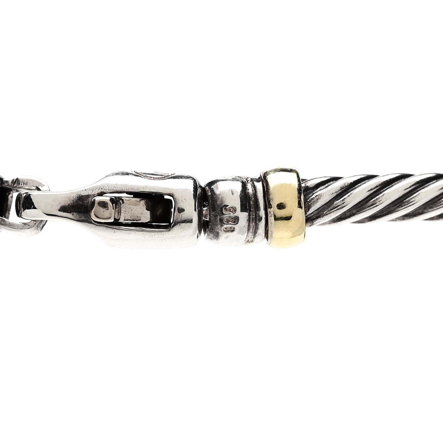 David Yurman Sterling Silver 14K Yellow Gold Blue Topaz Hampton Cable Choker Necklace 4 of 4