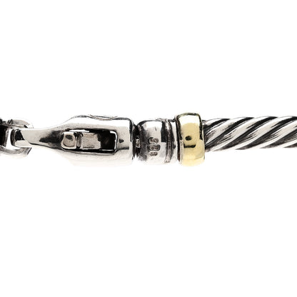 David Yurman Sterling Silver 14K Yellow Gold Blue Topaz Hampton Cable Choker Necklace 4 of 4