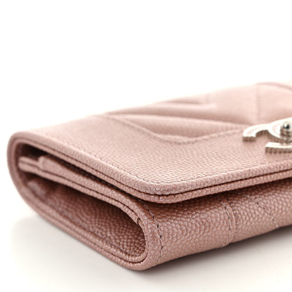 Chanel Caviar Chevron Quilted Flap Card Holder Pink Pink 9 of 11