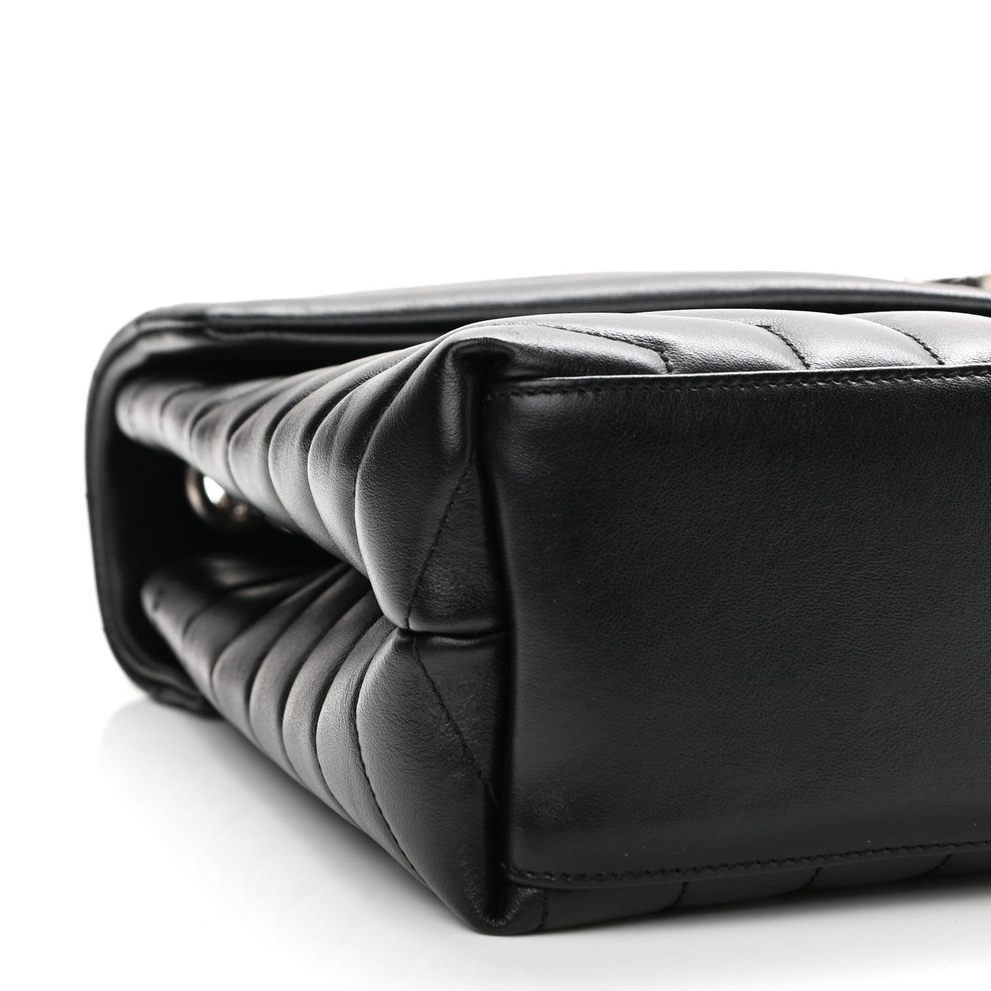 Calfskin Y Quilted Monogram Medium Loulou Chain Satchel Black