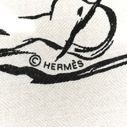 Hermes Cashmere Silk Paddock Shawl 140 Gris Fonce 4 of 5