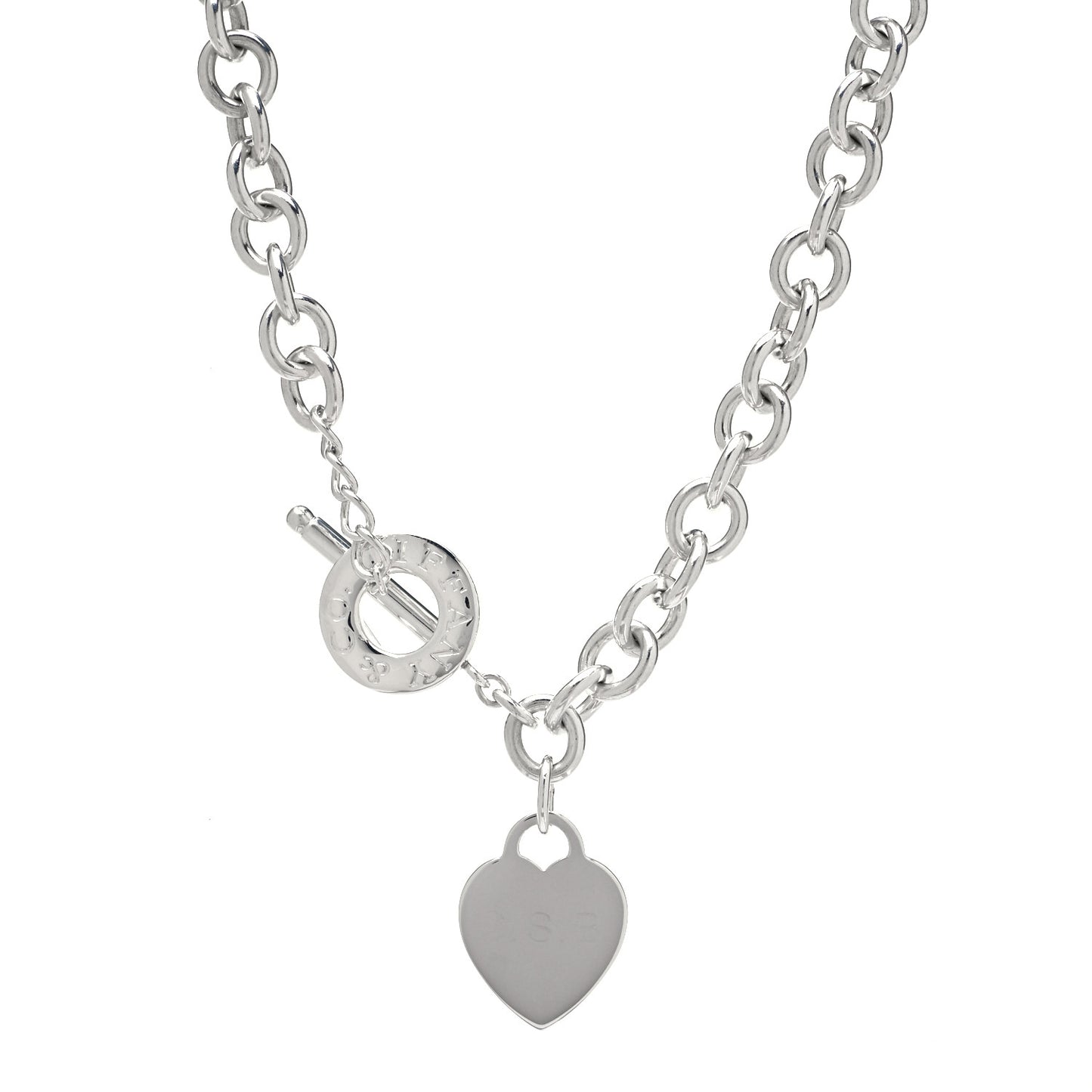 Sterling Silver Heart Tag Toggle Necklace