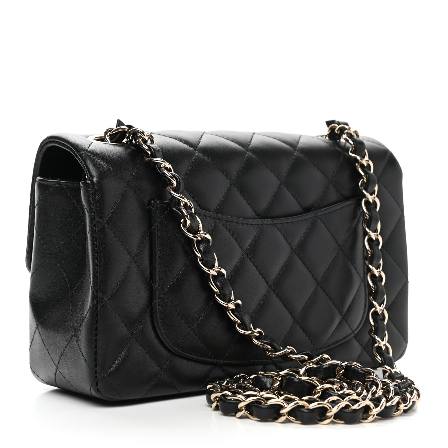 Lambskin Quilted Mini Rectangular Flap Black