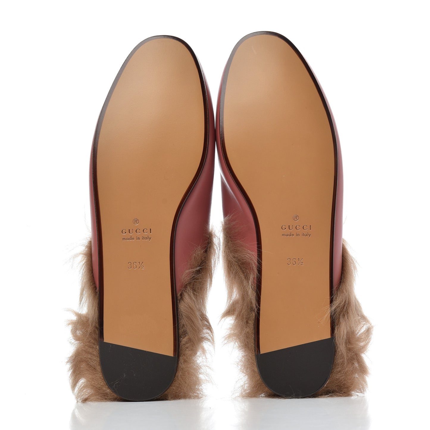 Calfskin Fur Womens Princetown Slippers 36.5 Lipstick Rose Natural