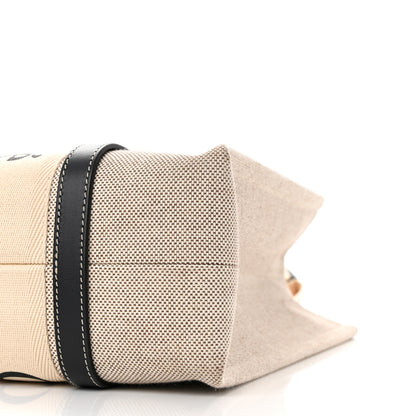 Chloe Cotton Calfskin Medium Woody Ribbon Tote White Black 9 of 13