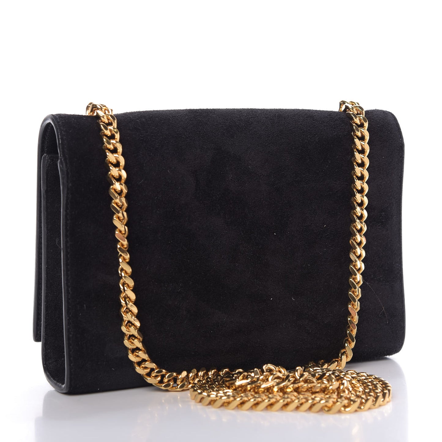 Suede Small Classic Monogram Kate Tassel Satchel Black