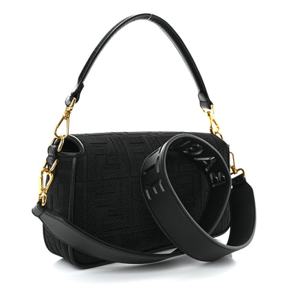 Fendi Canvas Vitello King Extra Strap FF Embroidered Baguette Black 3 of 11