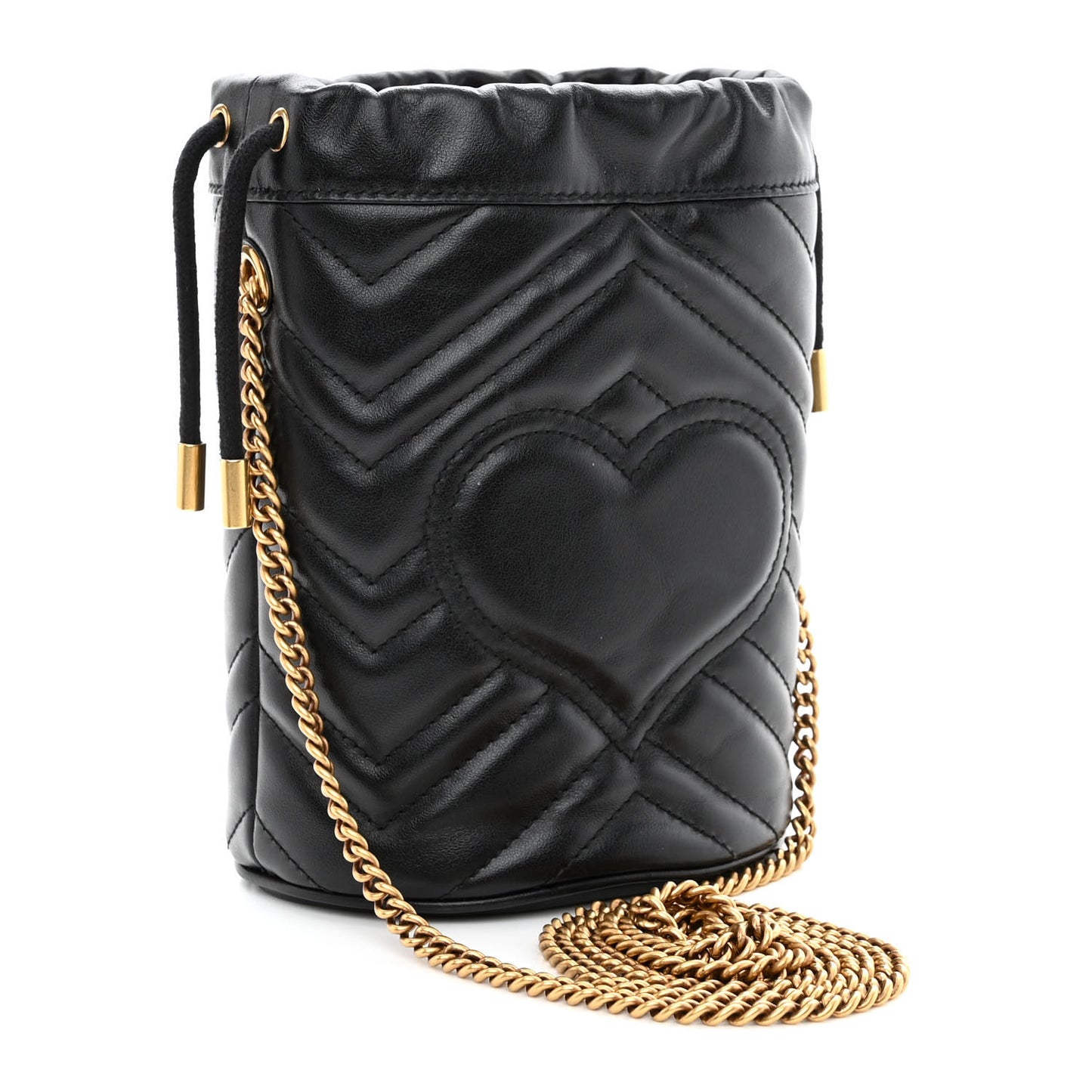 Calfskin Matelasse Mini GG Marmont 2.0 Bucket Bag Black