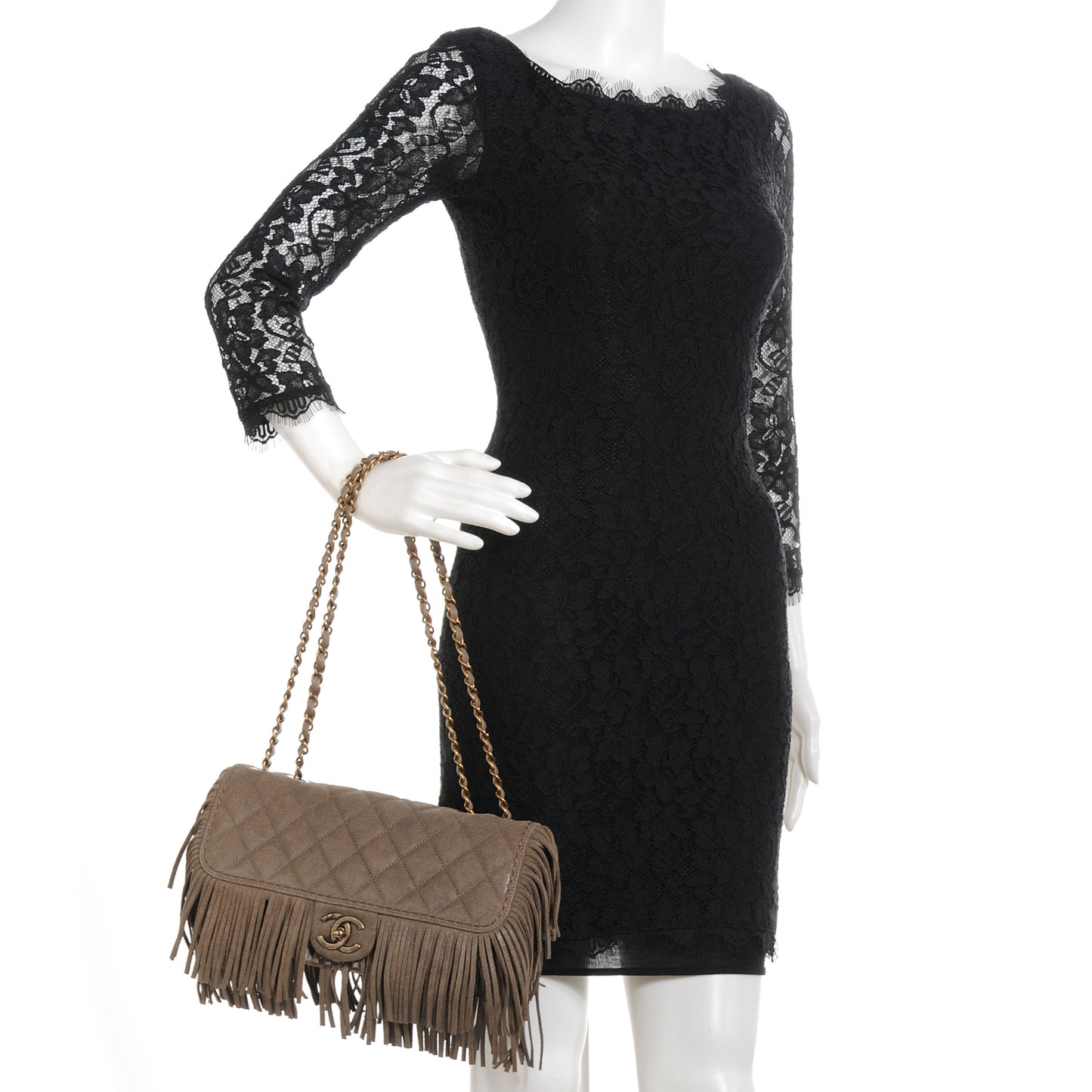 Calfskin Paris Dallas Fringe Flap Grey