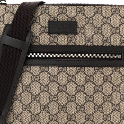 Gucci GG Supreme Monogram Selleria Calfskin Small Flat Messenger Bag Beige Ebony Cocoa Marrone Scuro 8 of 10