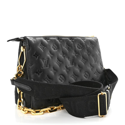 Louis Vuitton Lambskin Embossed Monogram Coussin PM Black 3 of 13