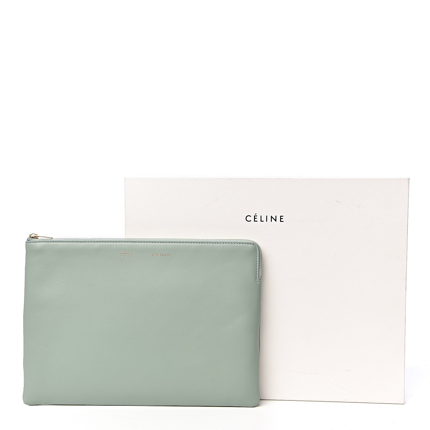 Celine Cloudy Lambskin Solo Zip Pouch Lime 10 of 10