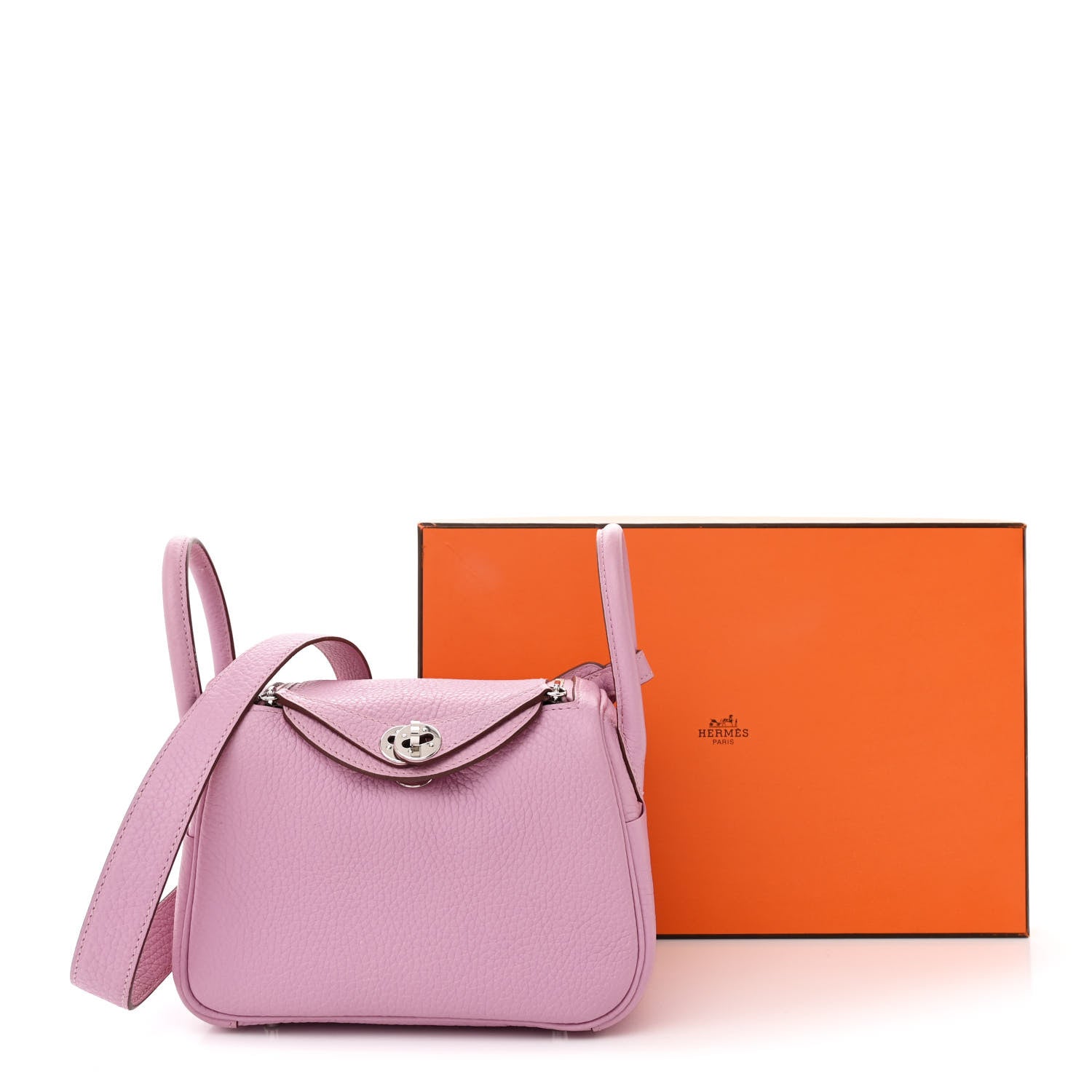 Hermes Taurillon Clemence Mini Lindy 20 Mauve Sylvestre 15 of 15