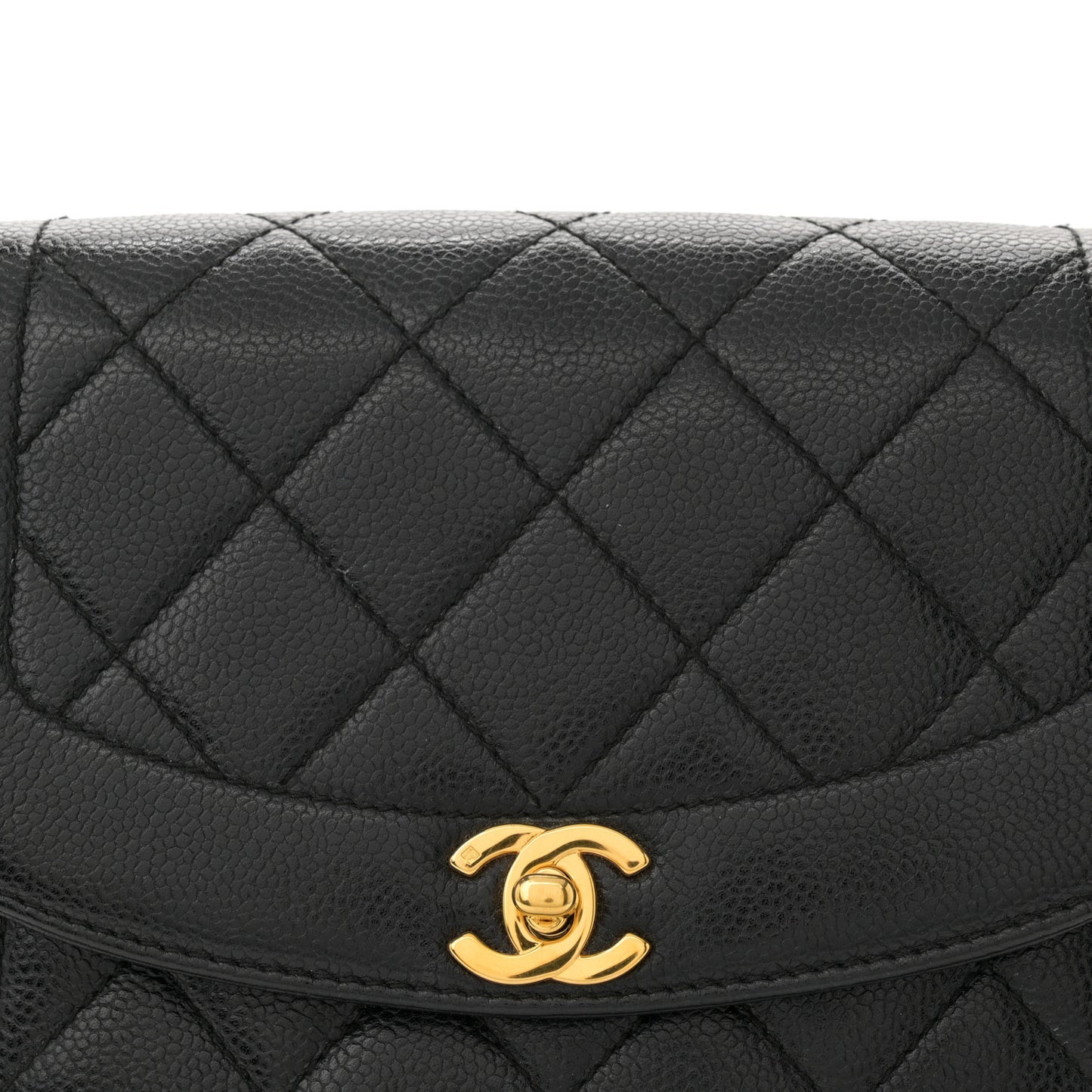 Caviar Quilted Flap Shoulder Bag Black