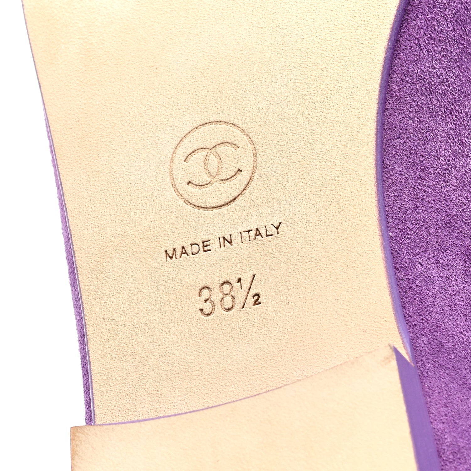 Chanel Suede Cap Toe CC Ballerina Flats 38.5 Purple Dark Purple 7 of 9