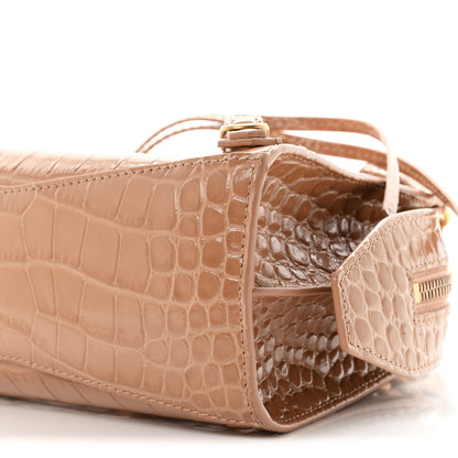 Balenciaga Shiny Supple Calfskin Crocodile Embossed Neo Classic Gold Hardware Mini City Nude Beige 9 of 9