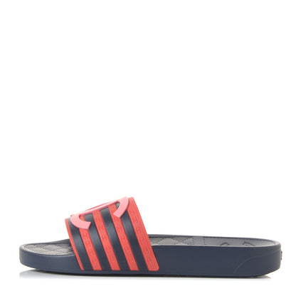 Chanel Rubber CC Flat Slide Sandals 36 Pink Red 1 of 9