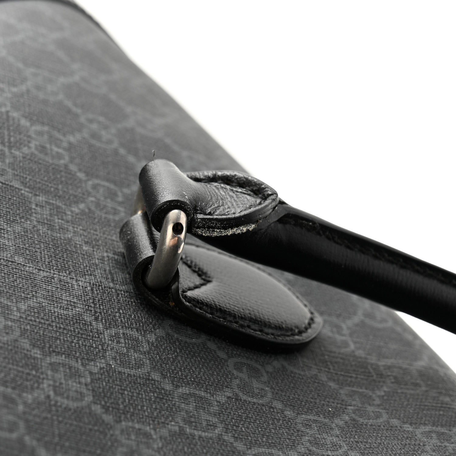 Gucci GG Supreme Monogram Azalea Calfskin Retro Interlocking G Large Duffle Bag Black Grey 13 of 13