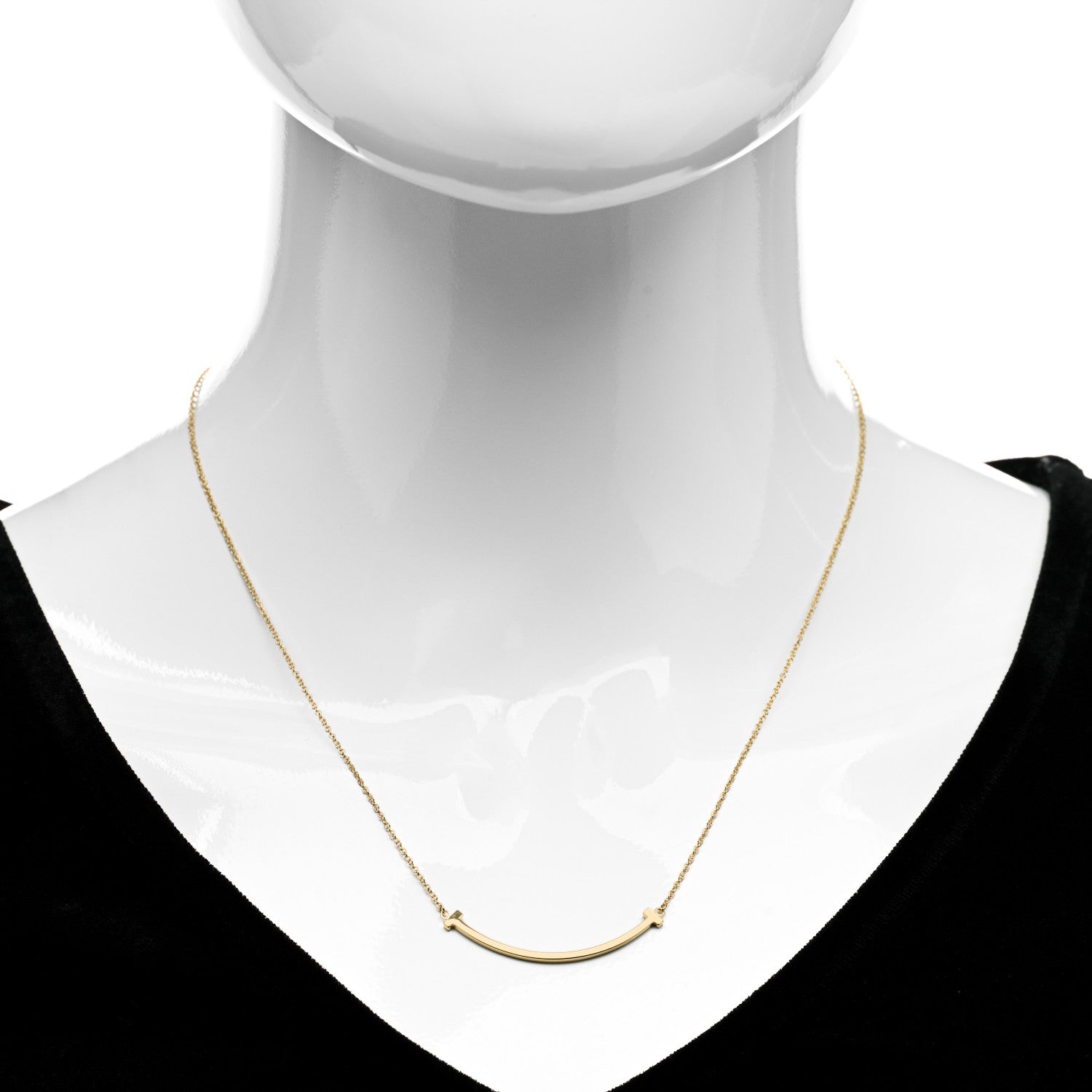 Tiffany 18K Yellow Gold Small T Smile Pendant Necklace 2 of 6