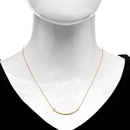 Tiffany 18K Yellow Gold Small T Smile Pendant Necklace 2 of 6