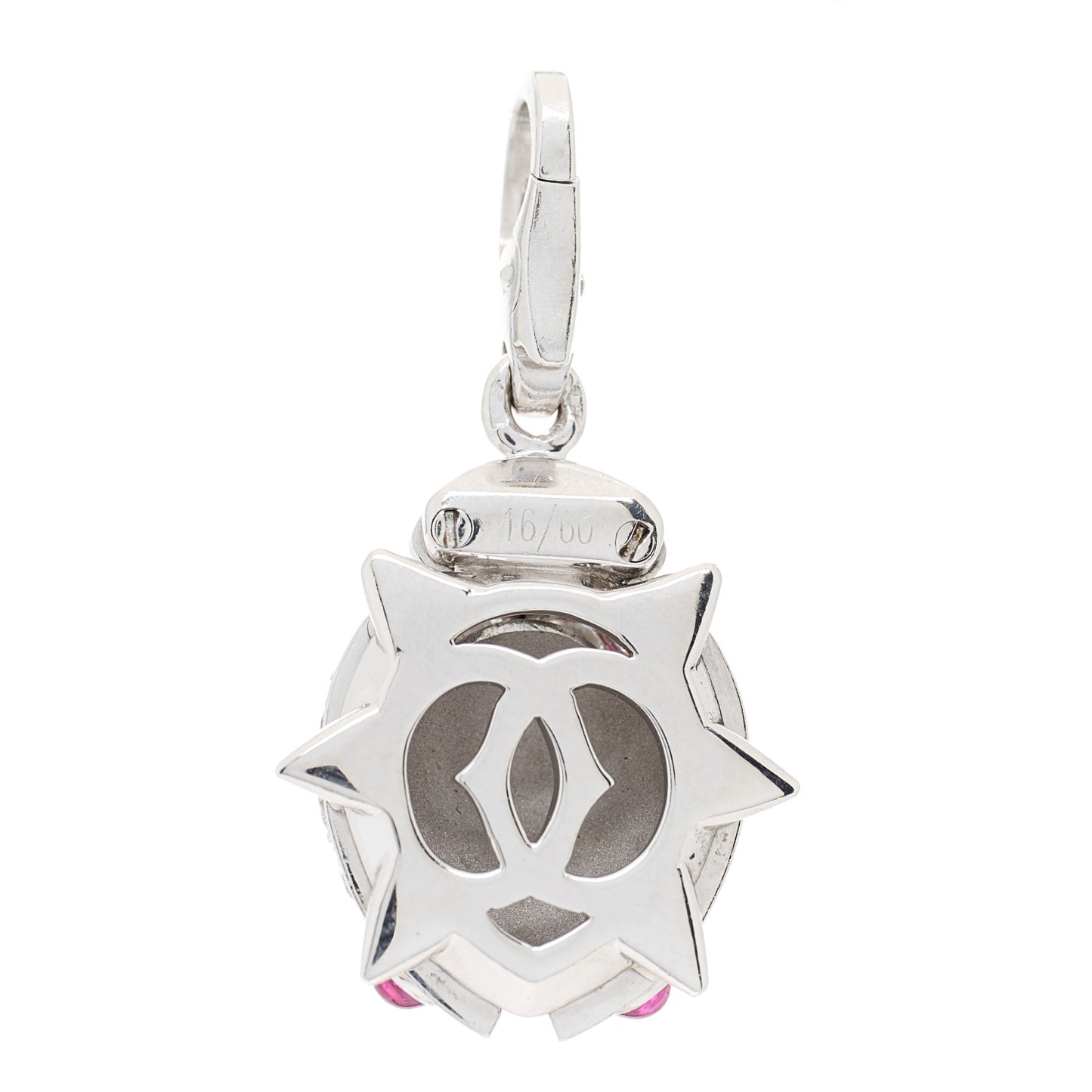 18K White Gold Diamond Ruby Ladybug Charm