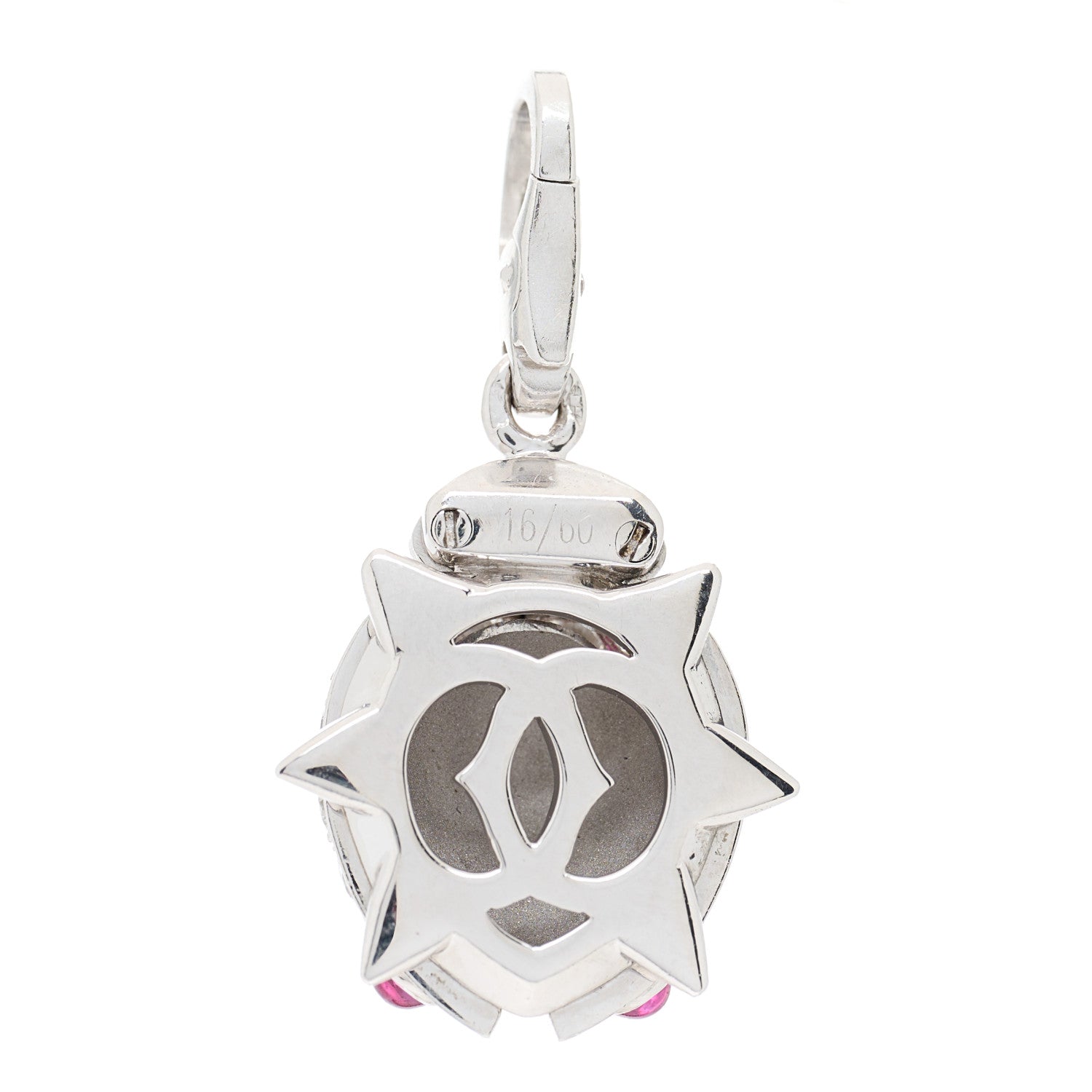 Cartier 18K White Gold Diamond Ruby Ladybug Charm 4 of 6