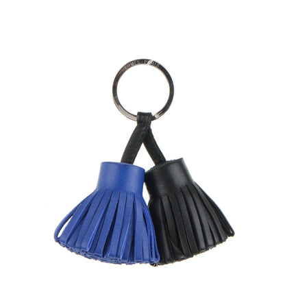 Hermes Lambskin Carmen Uno-Dos Key Holder Black Bleu Electrique 1 of 3