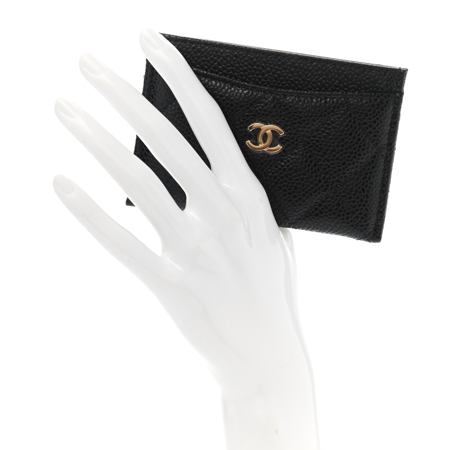 Caviar Quilted Card Holder Black