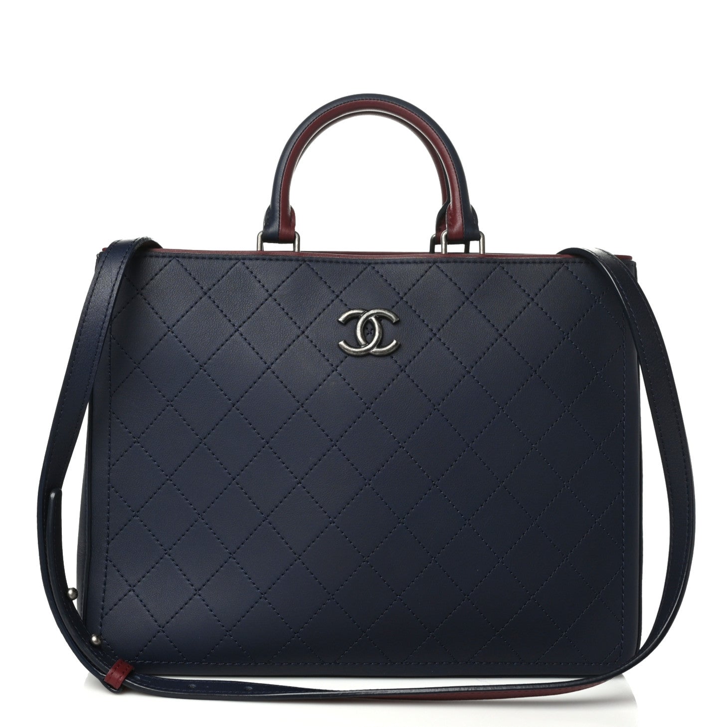Chanel Bullskin Stitched Bi-Color Large Shopping Tote Blue 1 of 10